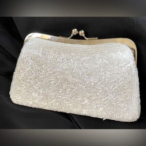 NEW David’s Bridal All Over Beaded White clutch purse